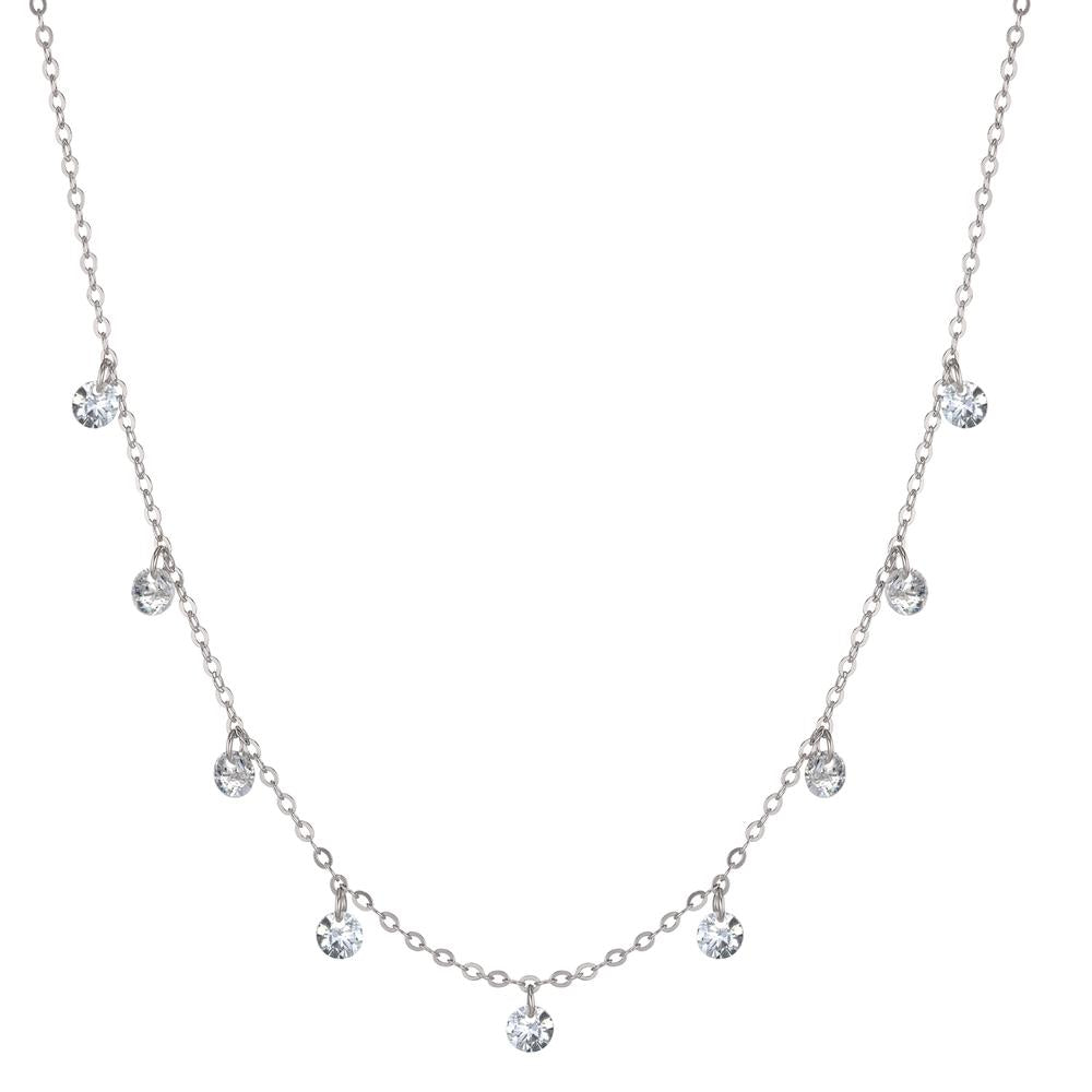 Collana Argento Zirconia 9 pietra rodiato 40-45 cm