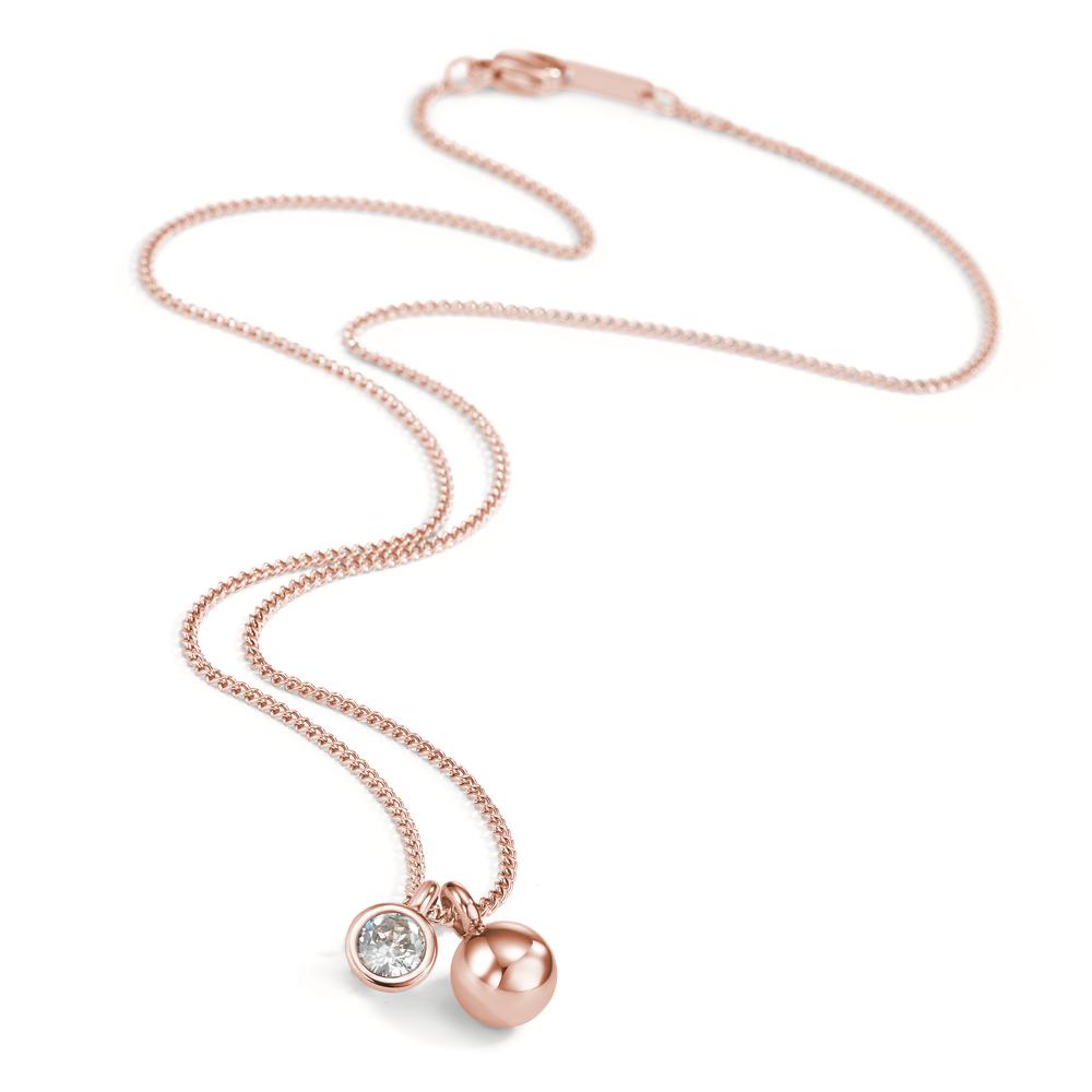 Collana Acciaio inossidabile Zirconia rosa rivestimento IP 45 cm Ø8 mm