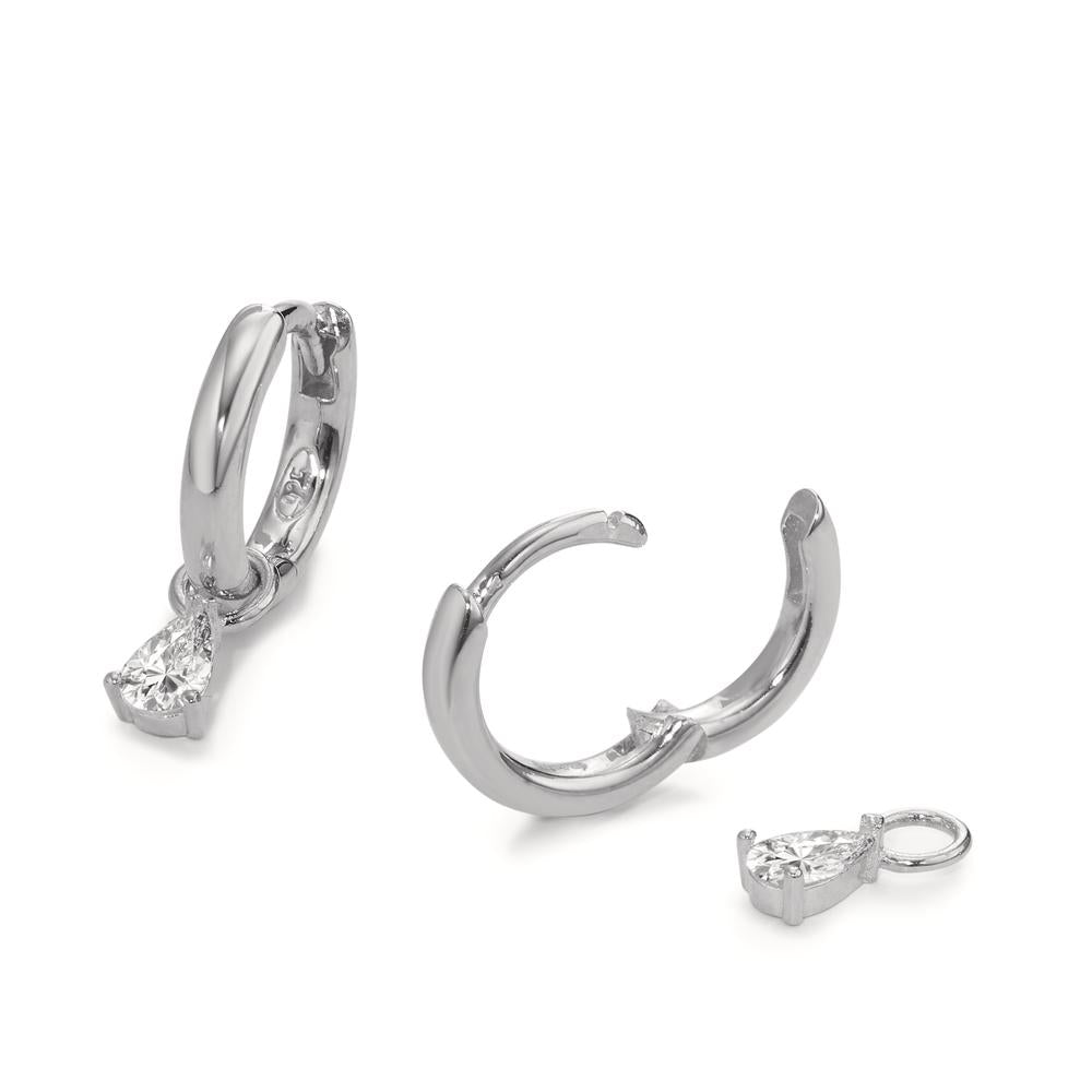 Orecchini circolari Argento Zirconia 2 pietra rodiato