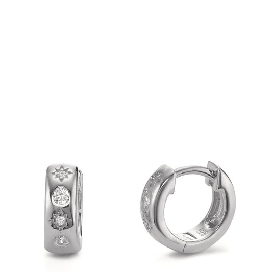 Orecchini circolari Argento Zirconia 8 pietra rodiato Stella