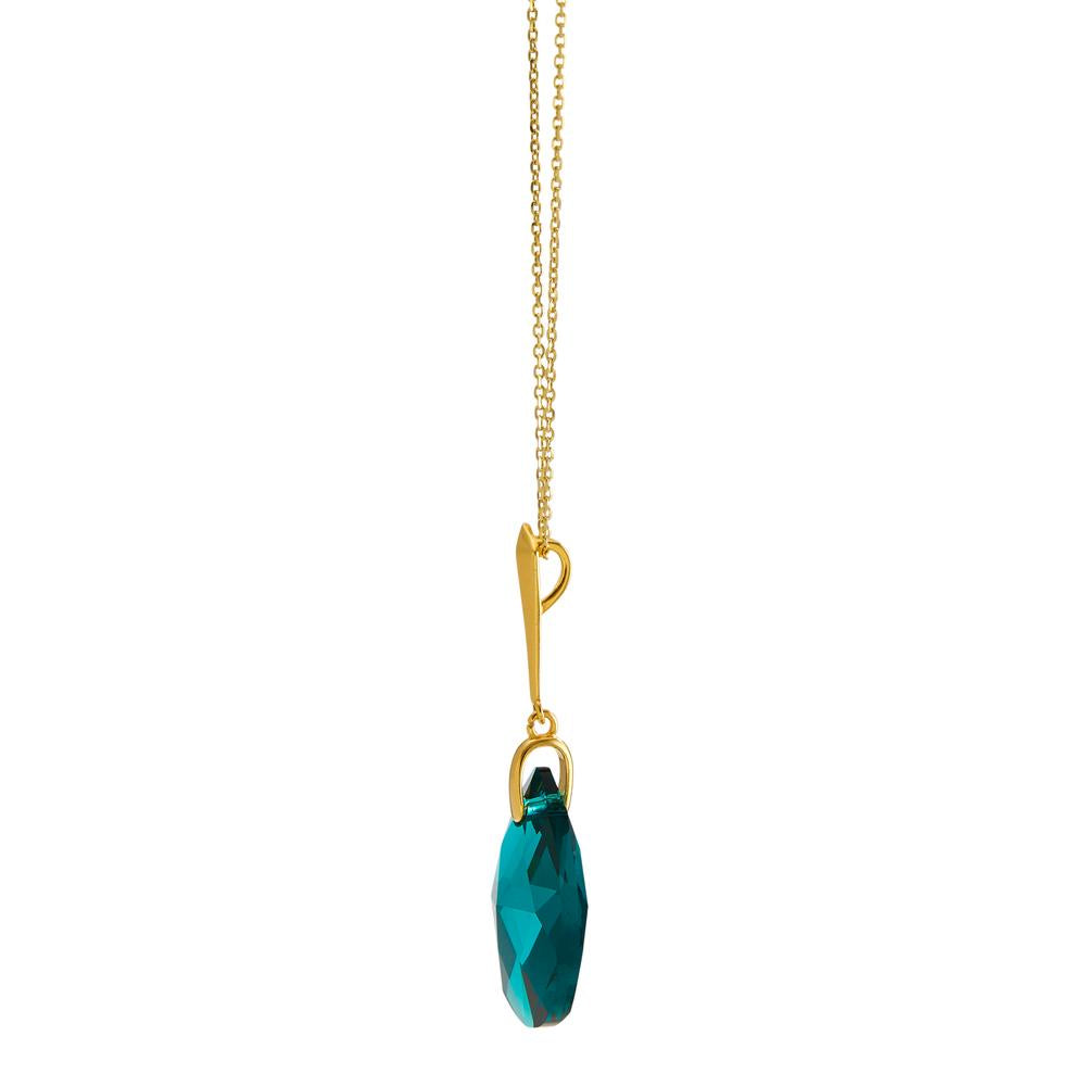 Collana Argento Zirconia verde, 2 pietra giallo dorato 42-47 cm