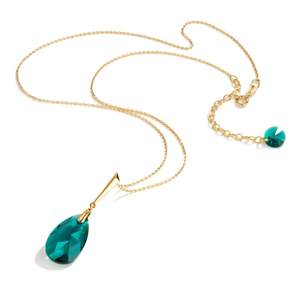 Collana Argento Zirconia verde, 2 pietra giallo dorato 42-47 cm