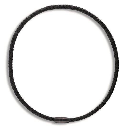 Collana Acciaio inossidabile, Pelle nero rivestimento IP 50 cm Ø5.5 mm