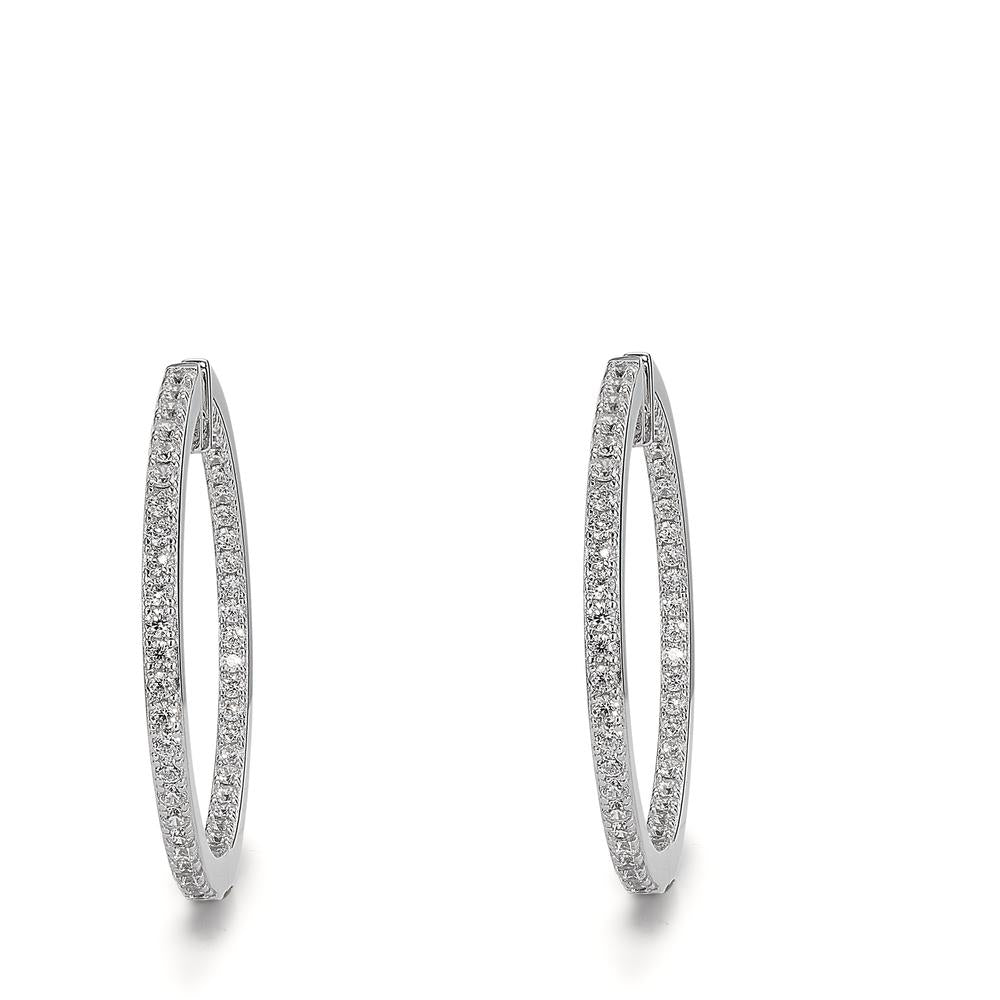 Orecchini circolari Argento Zirconia 96 pietra rodiato