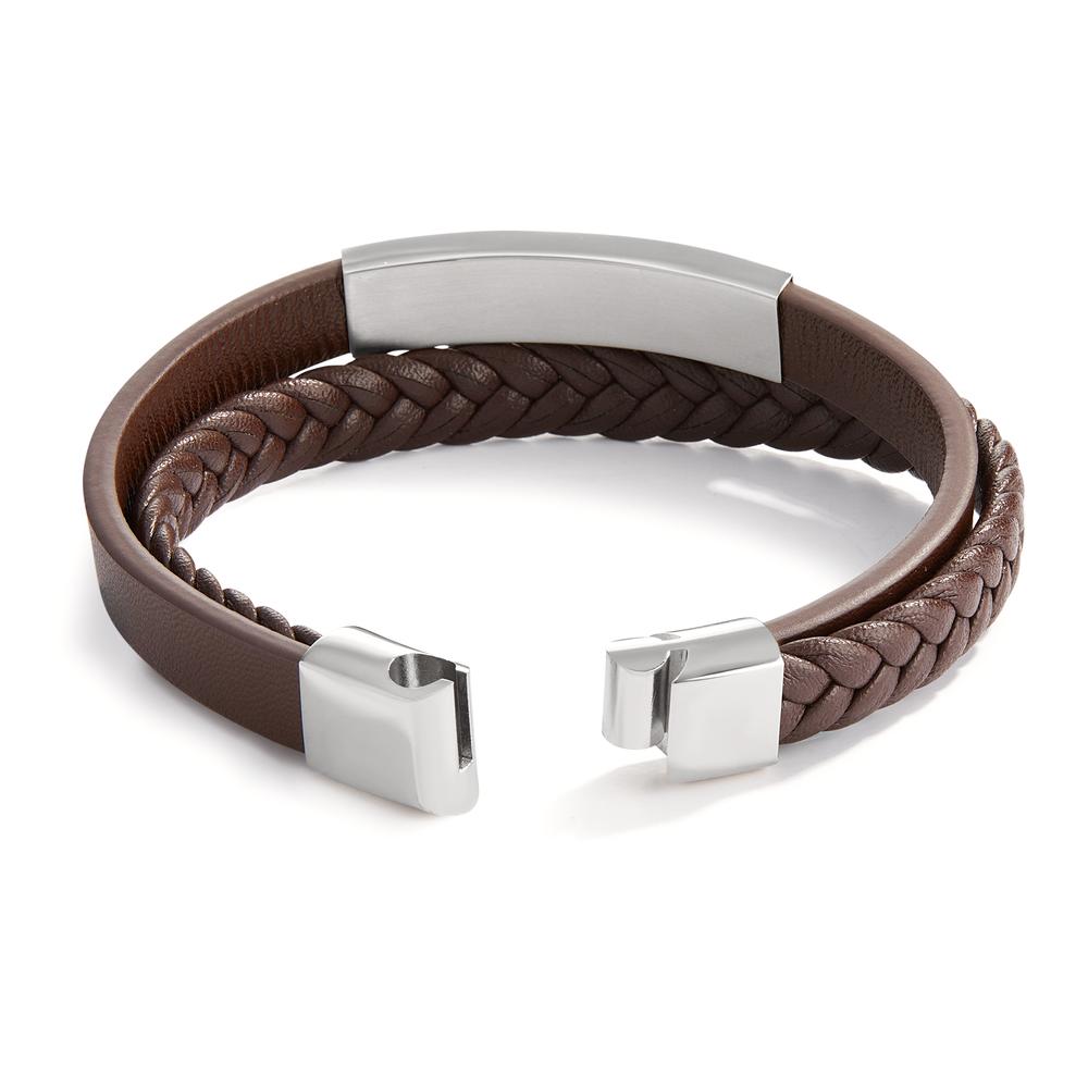 Bracciale con incisione Acciaio inossidabile, Imitazione di pelle 21.5 cm