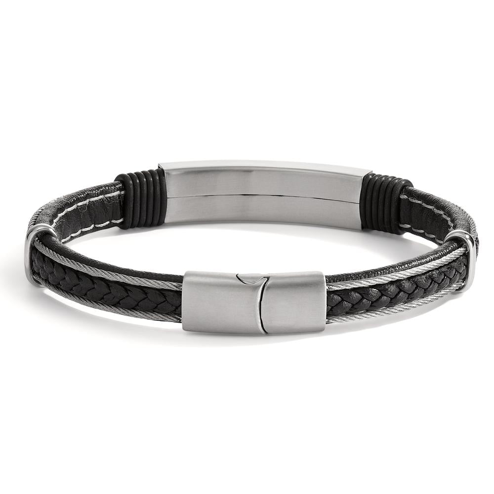 Bracciale con incisione Acciaio inossidabile, Imitazione di pelle 21.5 cm