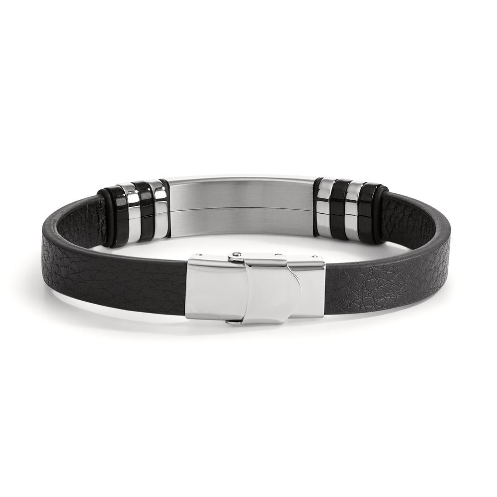 Bracciale con incisione Acciaio inossidabile, Imitazione di pelle 21.5 cm