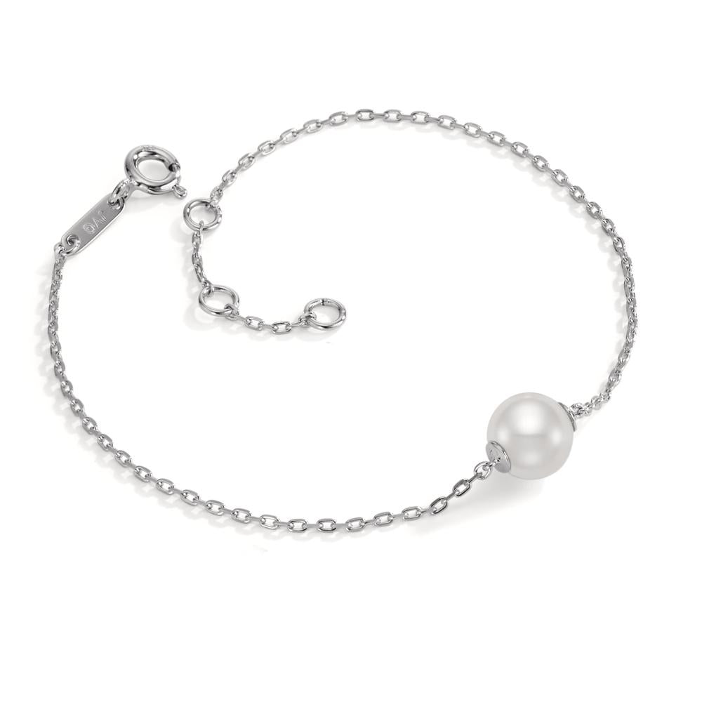 Bracciale Argento rodiato Perla coltivata d'acqua dolce 16-18 cm