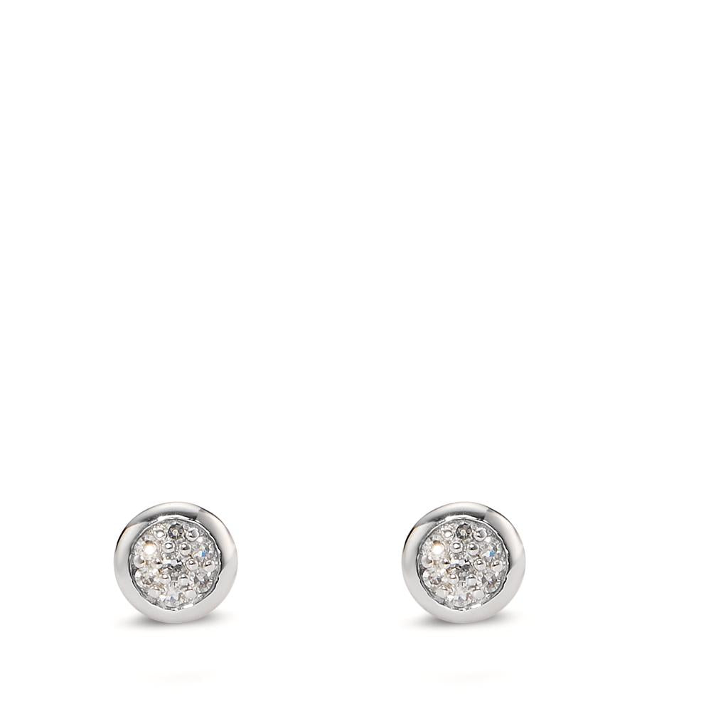 Orecchini a bottone Oro bianco 585/14 kt Diamante 0.04 ct, 14 pietra, w-si Ø4.5 mm