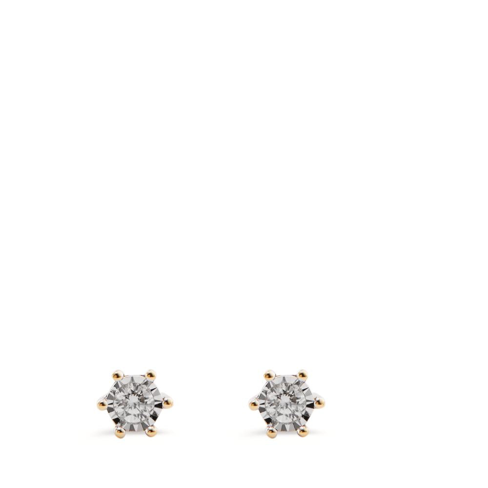 Orecchini a bottone Oro giallo 750/18 carati Diamante 0.06 ct, 2 pietra, w-si bicolore Ø4 mm