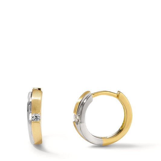 Orecchini circolari Oro bianco 750/18 carati, Oro giallo 750/18 carati Diamante 0.05 ct, 2 pietra, w-si