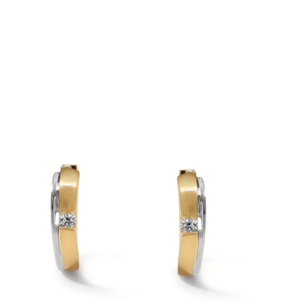 Orecchini circolari Oro bianco 750/18 carati, Oro giallo 750/18 carati Diamante 0.05 ct, 2 pietra, w-si