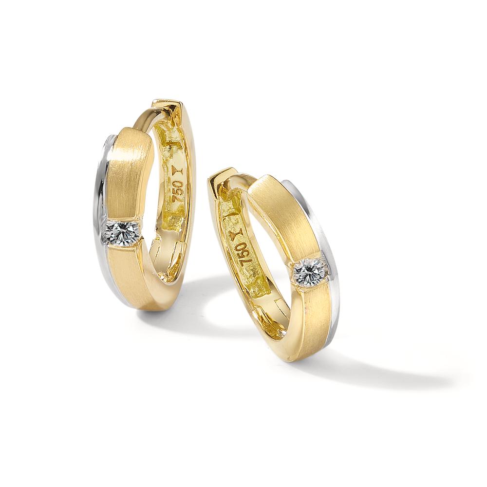 Orecchini circolari Oro bianco 750/18 carati, Oro giallo 750/18 carati Diamante 0.05 ct, 2 pietra, w-si