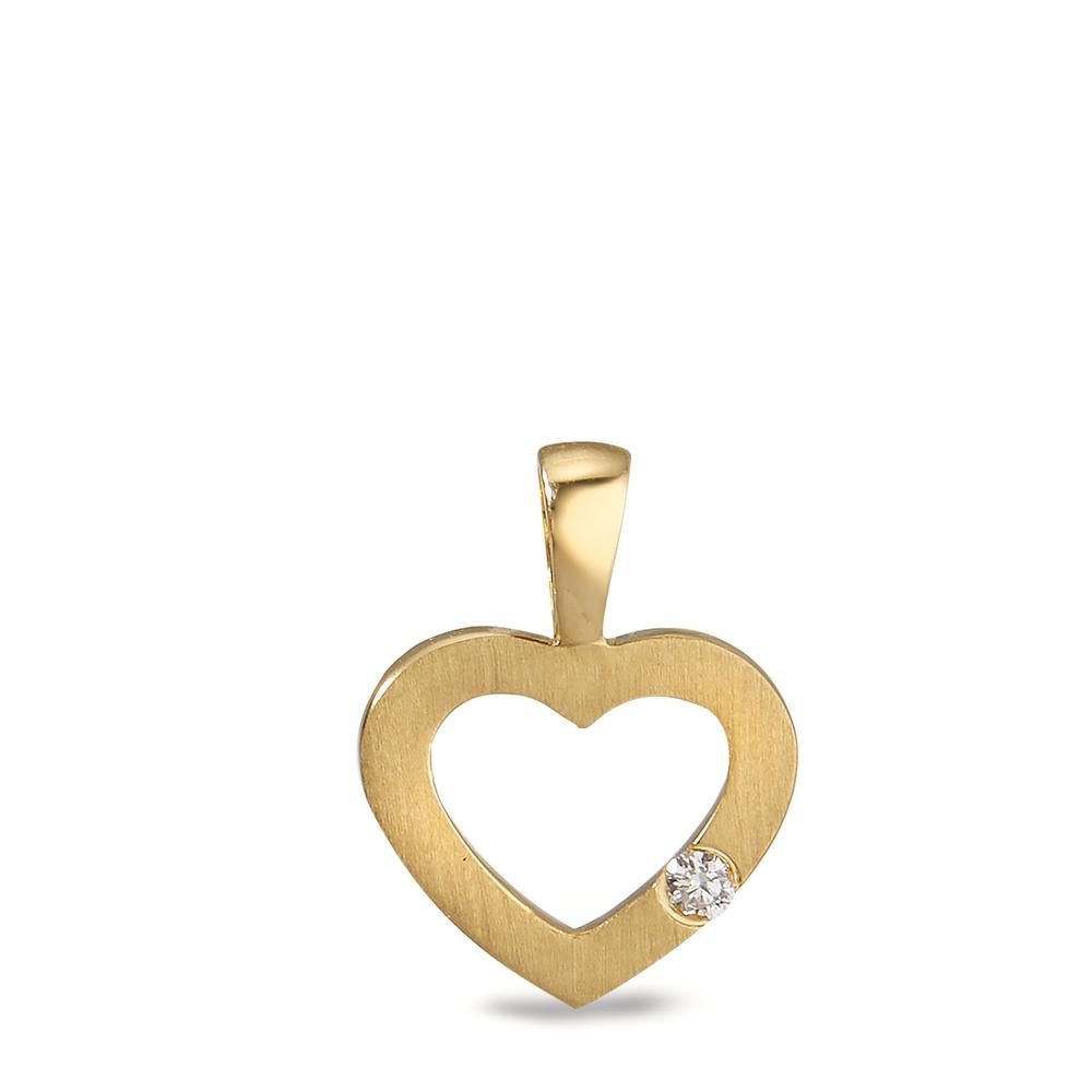 Ciondolo Oro giallo 750/18 carati Diamante 0.02 ct, w-si Cuore