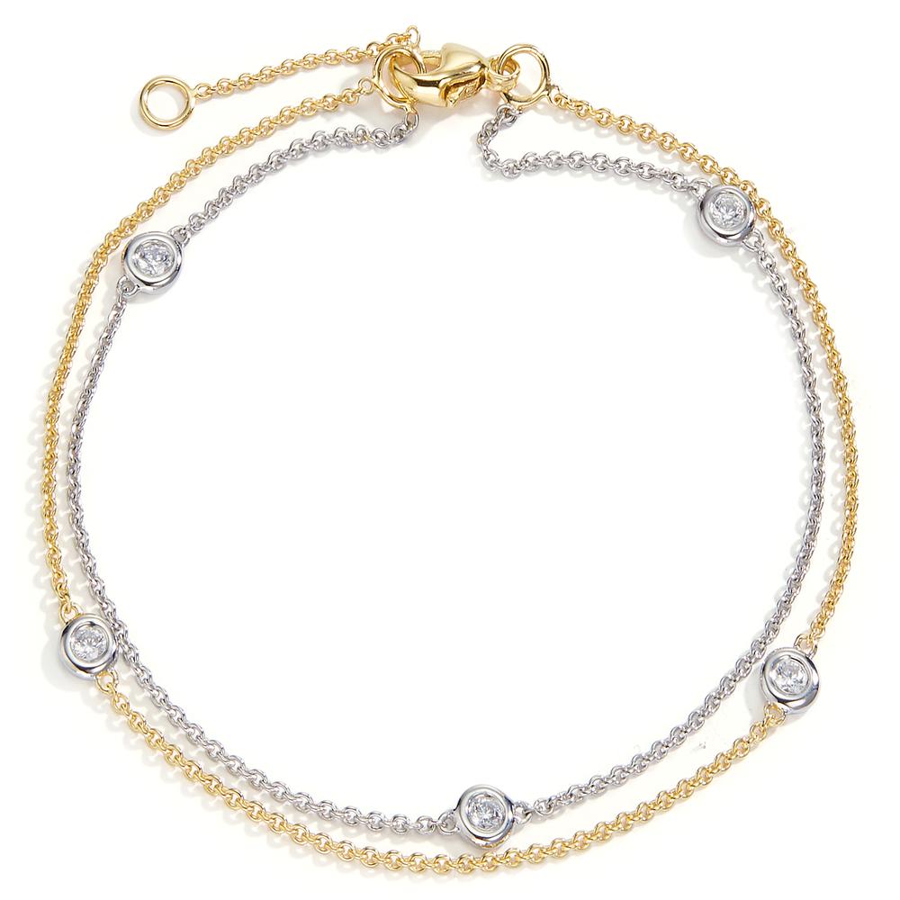 Bracciale Oro bianco 375/9K, Oro giallo 375/9K Zirconia 5 pietra 16.5-18.5 cm