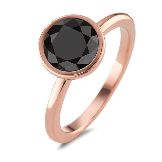 Anello Acciaio inossidabile Zirconia nero rosa rivestimento IP Ø9.5 mm