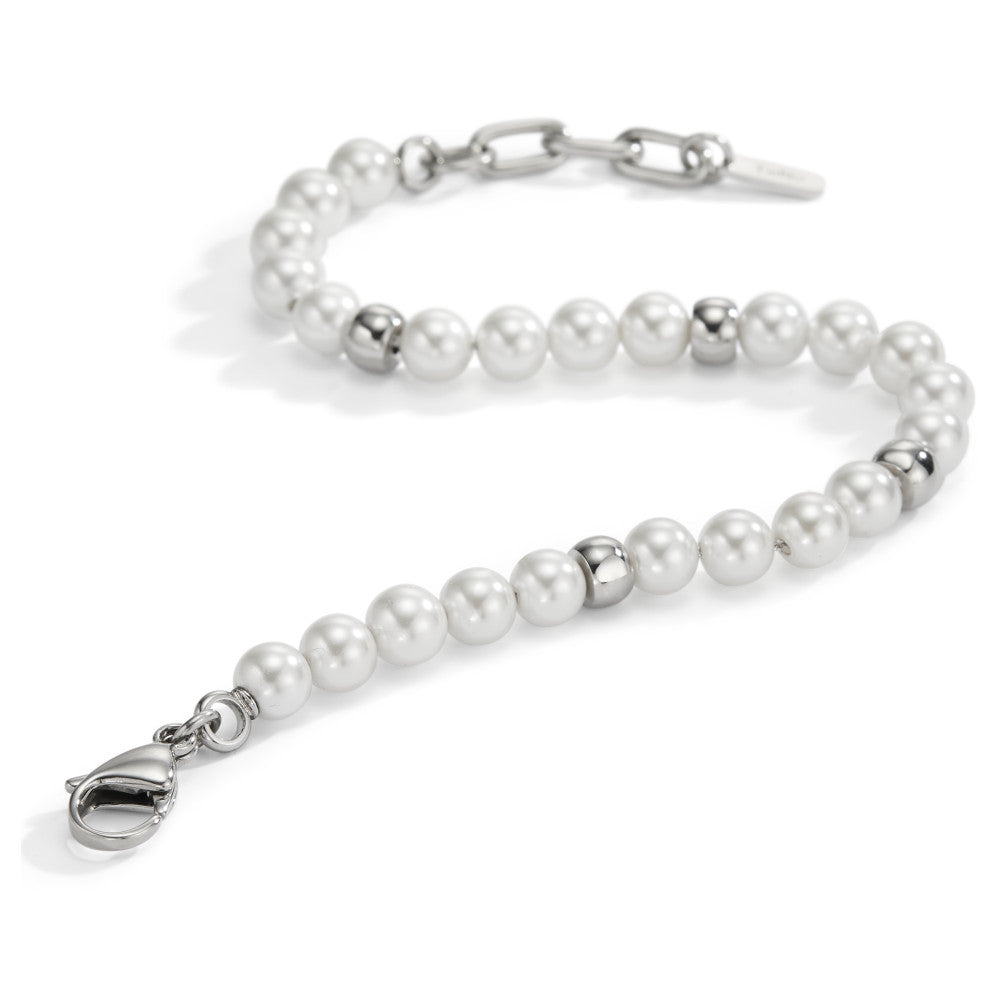 Bracciale Acciaio inossidabile Perla di conchiglia 17.5-21.5 cm Ø6 mm