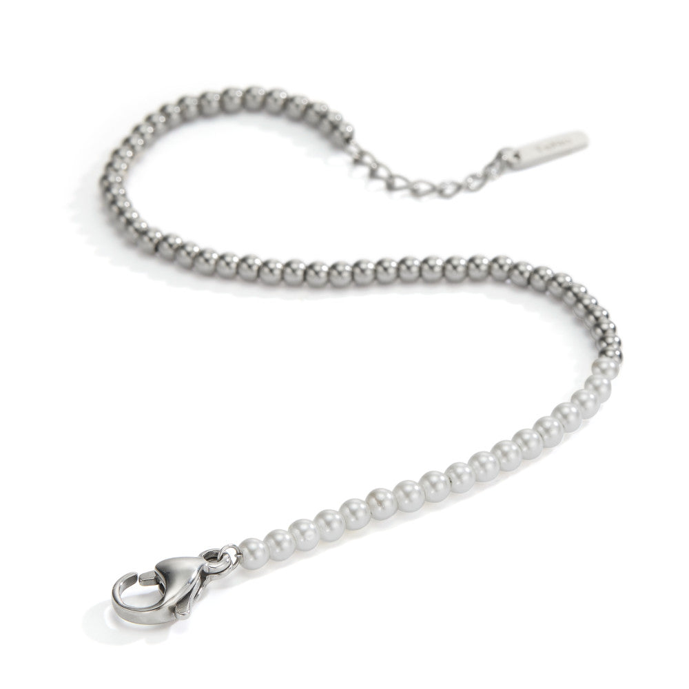 Bracciale Acciaio inossidabile Perla di conchiglia 17.5-19.5 cm Ø3 mm