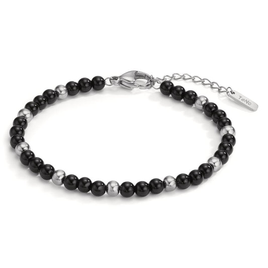 Bracciale Acciaio inossidabile Agata nero 17.5-19.5 cm Ø4 mm