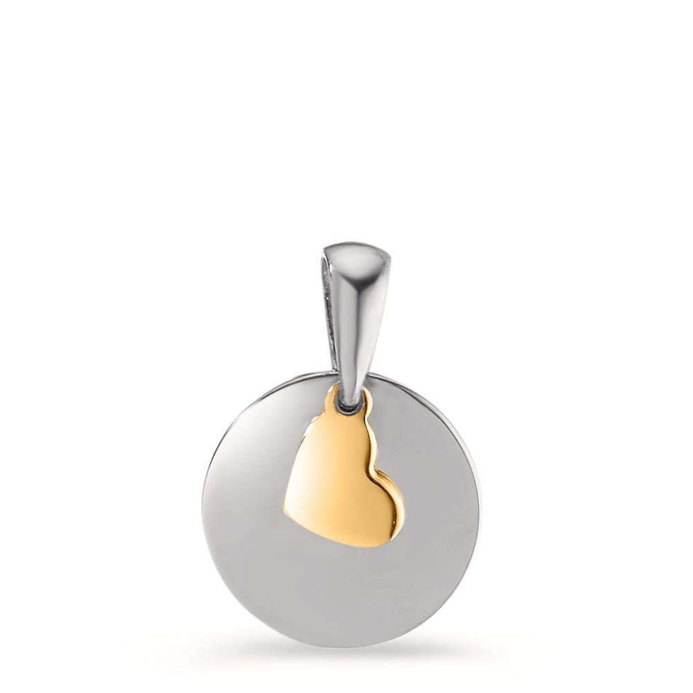 Ciondolo Oro bianco 585/14 kt, Oro giallo 585/14 kt Cuore Ø10 mm