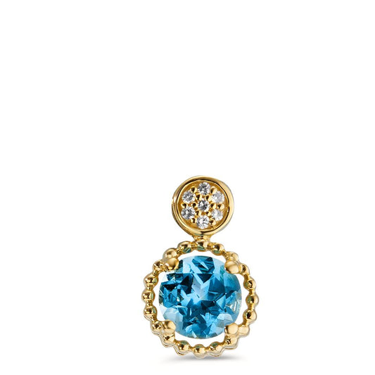 Ciondolo Oro giallo 585/14 kt Topazio blu, Diamante 0.017 ct, 7 pietra, w-si