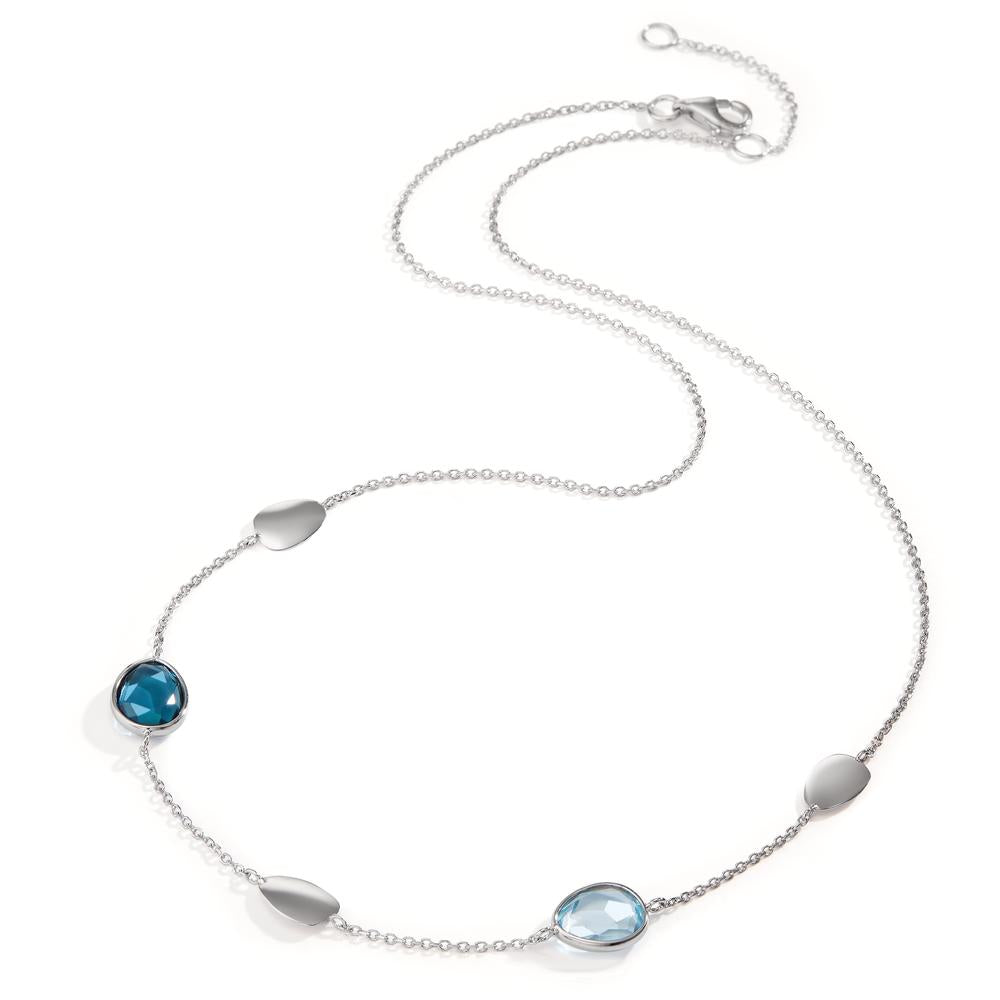 Collana Oro bianco 585/14 kt Topazio azzurro di Londra 2 pietra 42-45 cm