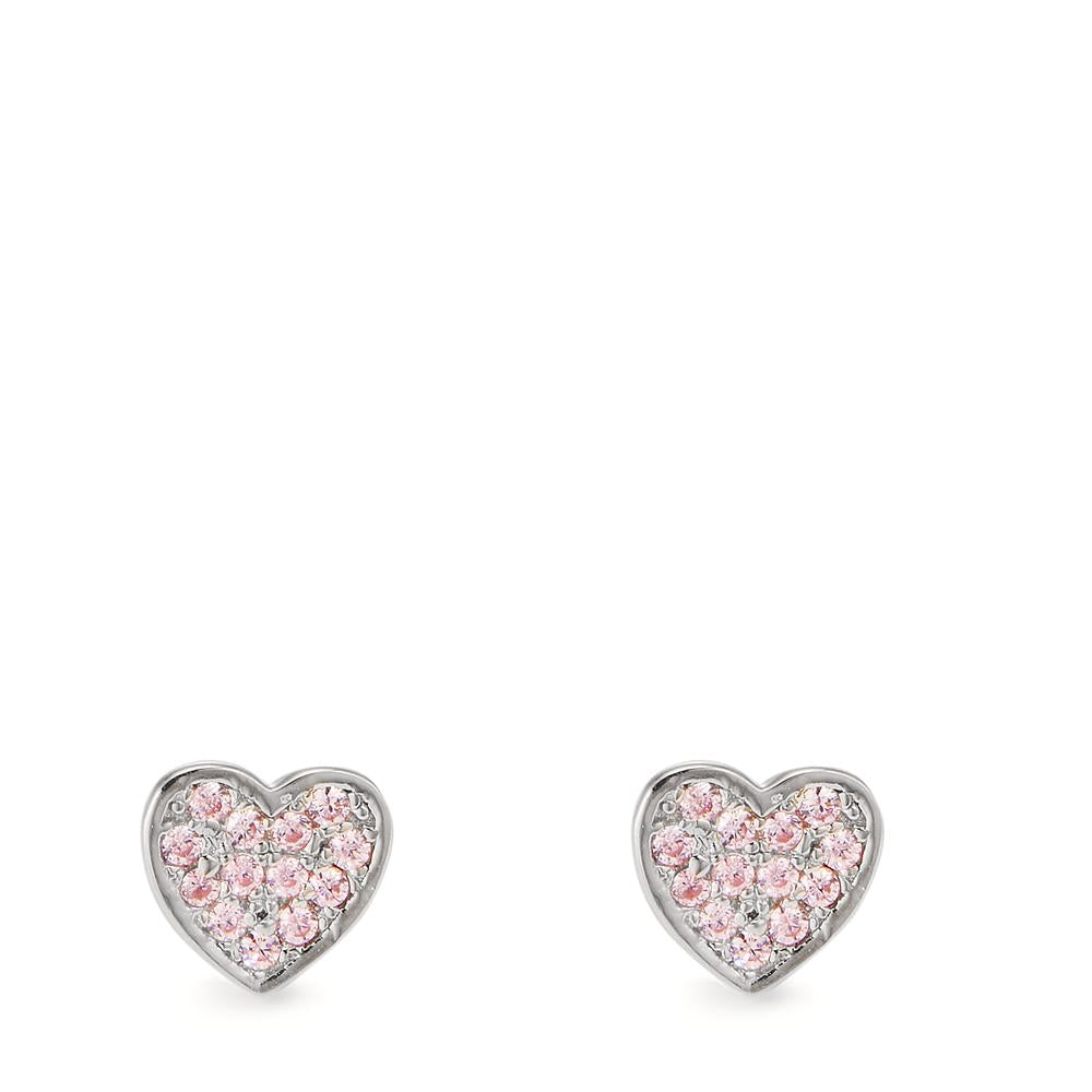 Orecchini a bottone Argento Zirconia rosa, 26 pietra rodiato Cuore Ø5.5 mm