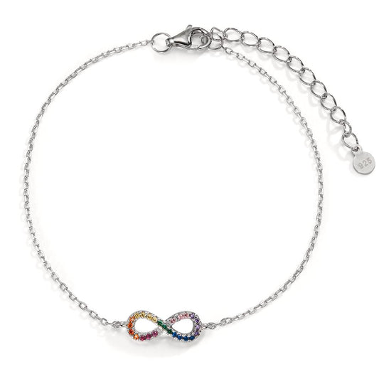 Bracciale Argento Zirconia colorato rodiato Infinito 16-20 cm