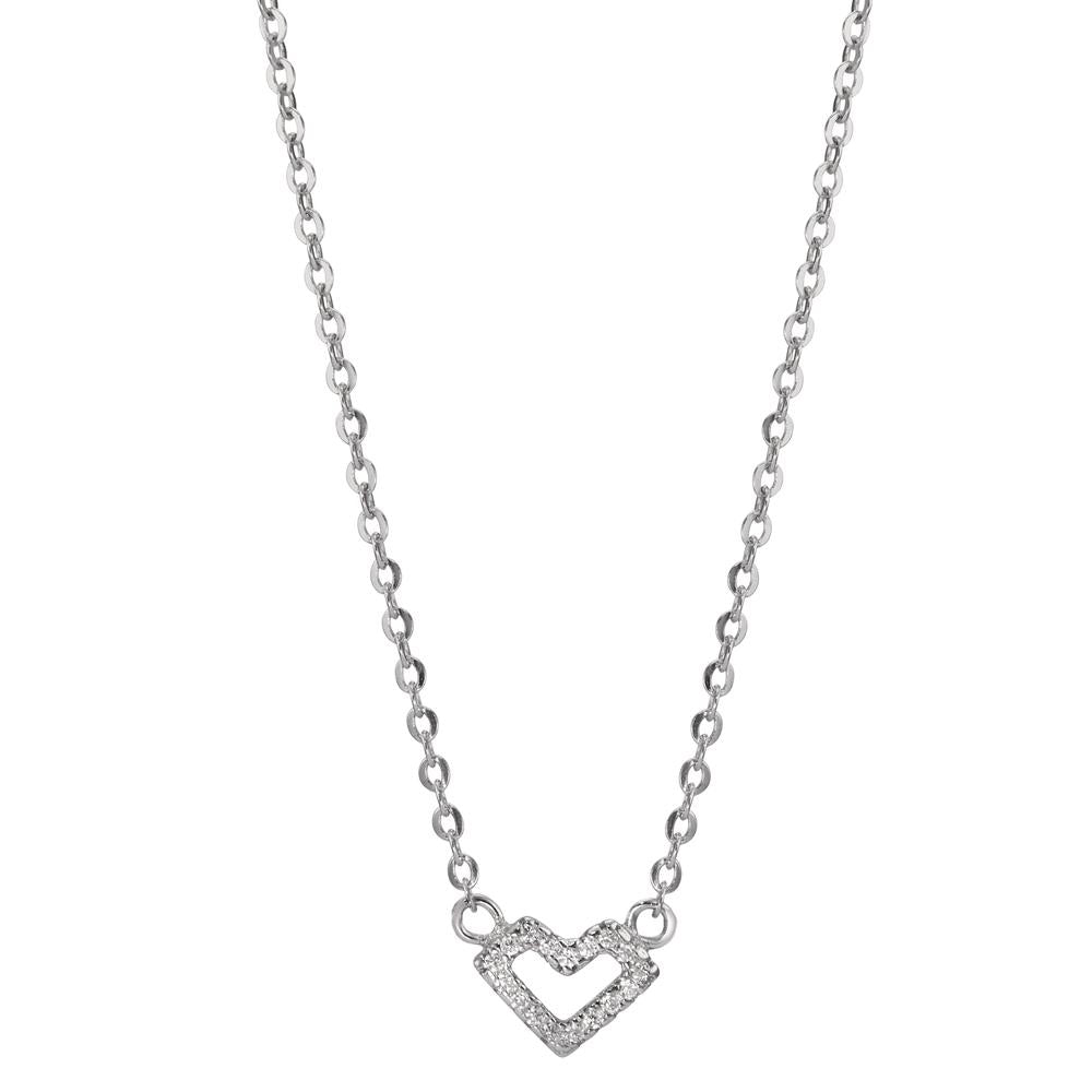 Collana Argento Zirconia rodiato Cuore 42-45 cm