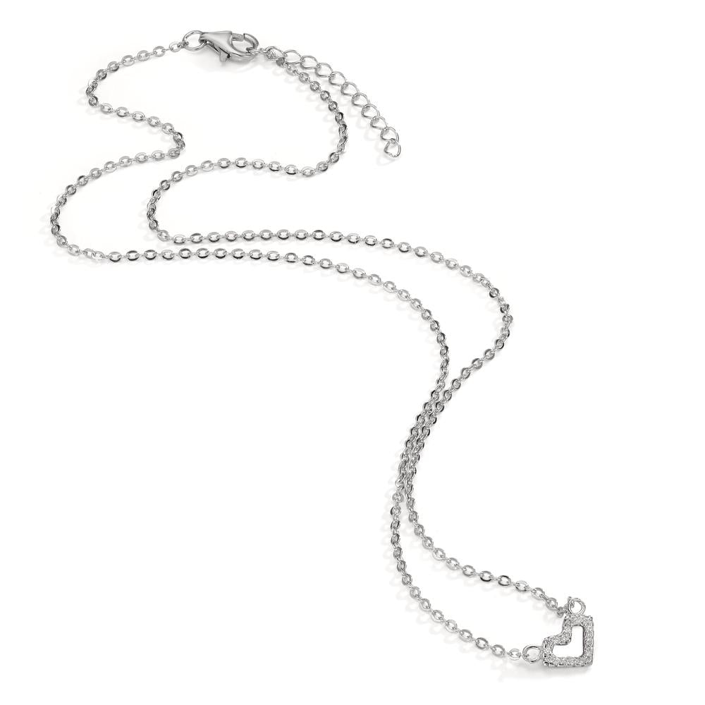 Collana Argento Zirconia rodiato Cuore 42-45 cm