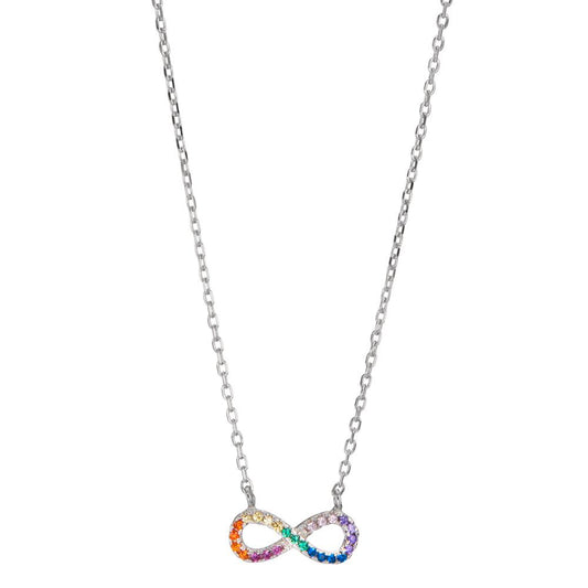 Collana Argento Zirconia colorato rodiato Infinito 42-45 cm