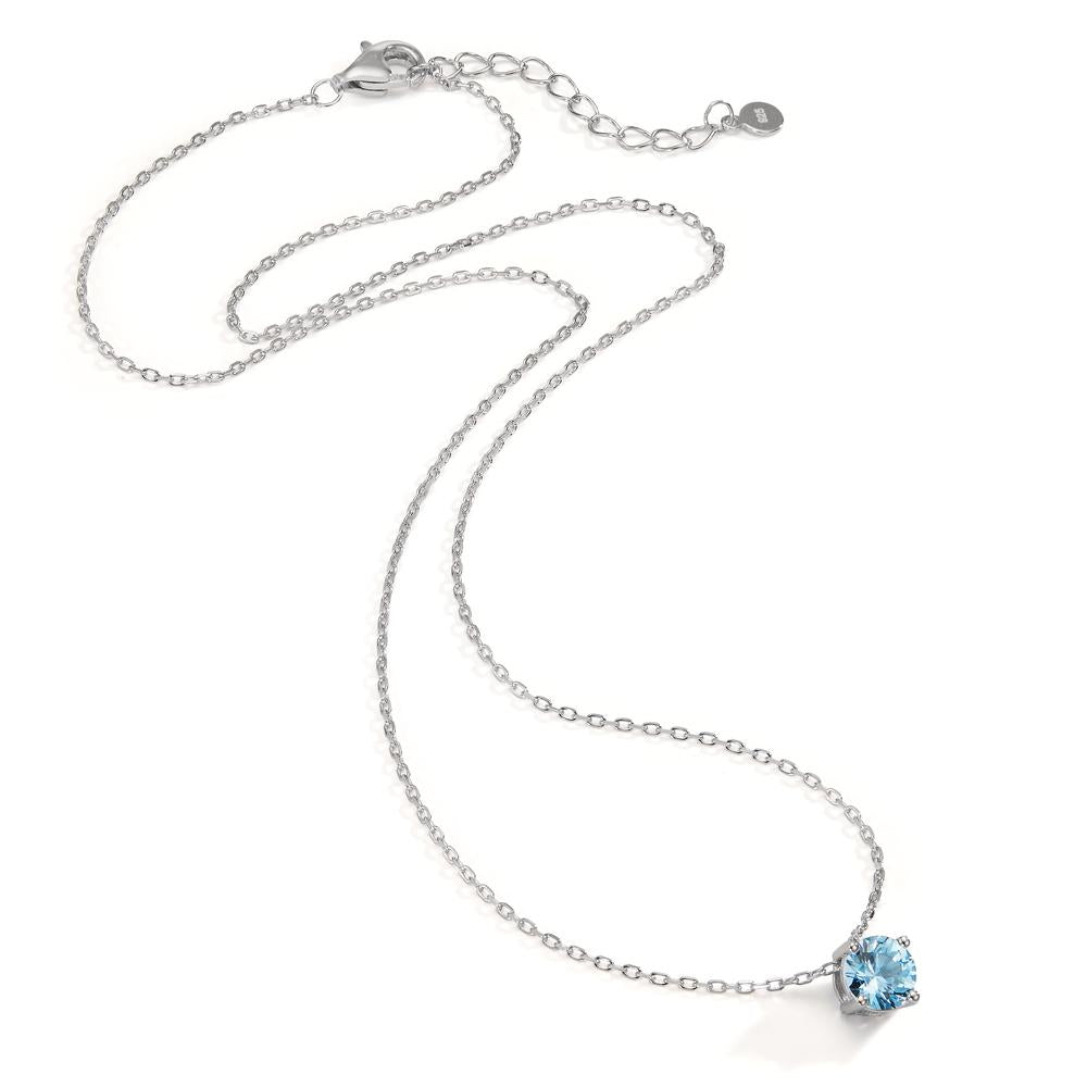 Collana Argento Zirconia Azzurro rodiato 42-45 cm Ø6 mm