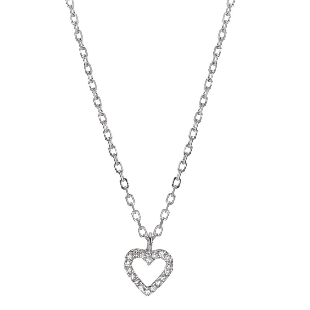 Collana Argento Zirconia rodiato Cuore 42-45 cm Ø7.5 mm