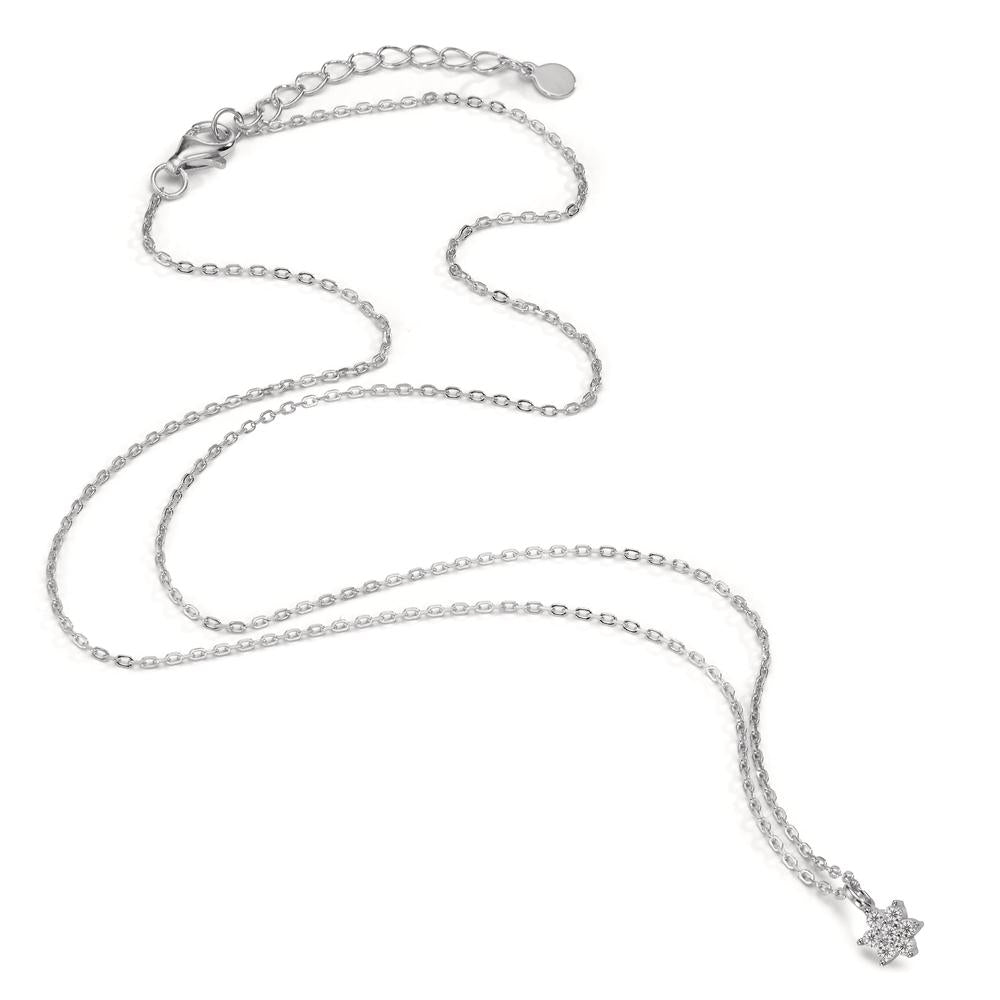 Collana Argento Zirconia rodiato Fiore 42-45 cm