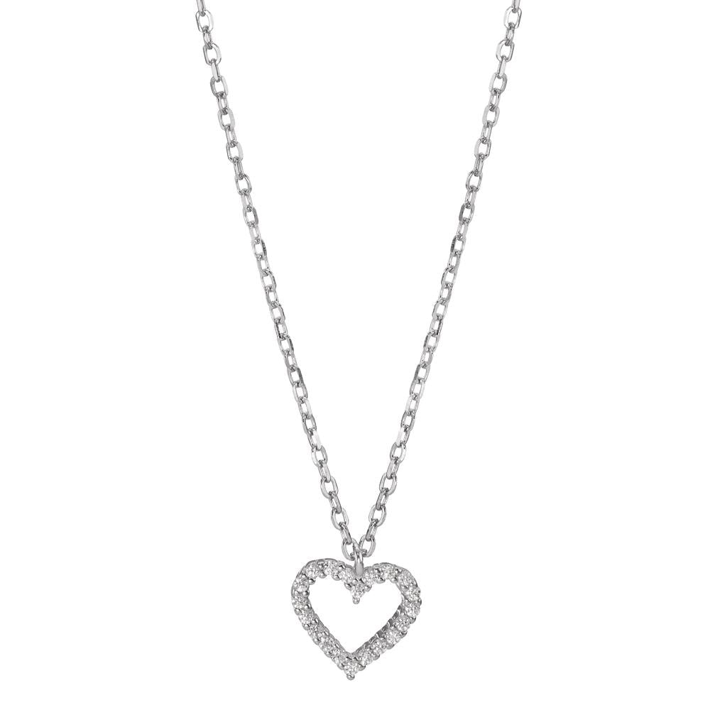 Collana Argento Zirconia rodiato Cuore 42-45 cm