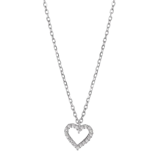 Collana Argento Zirconia rodiato Cuore 42-45 cm