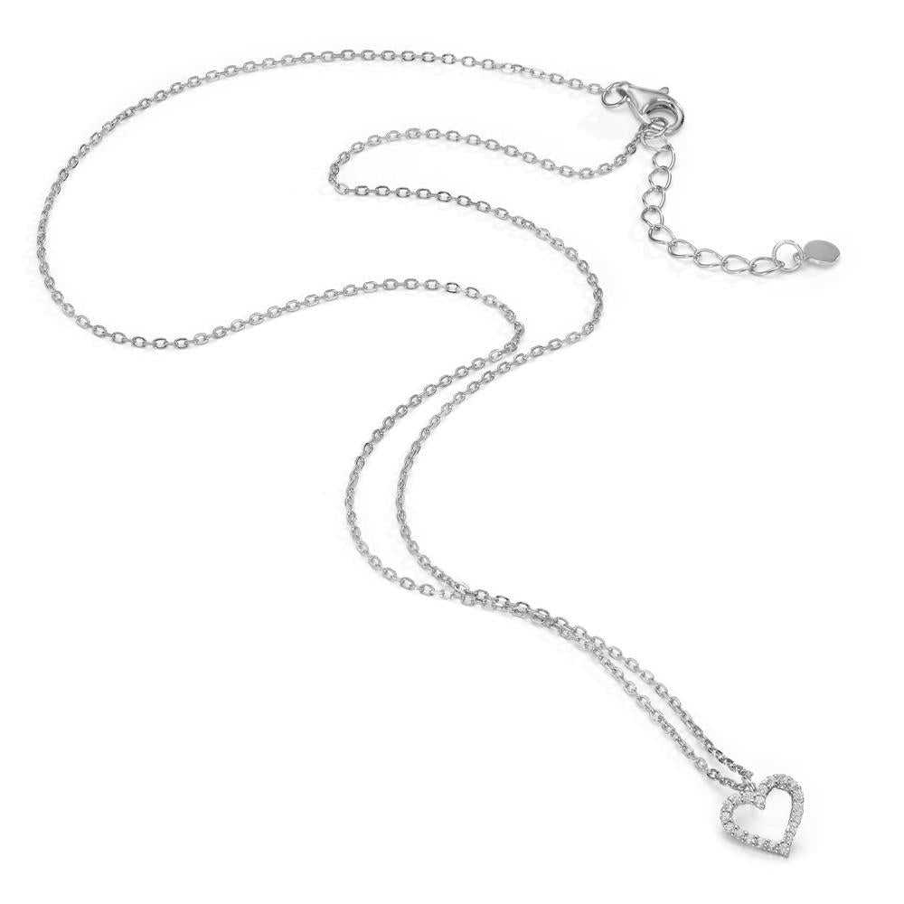 Collana Argento Zirconia rodiato Cuore 42-45 cm