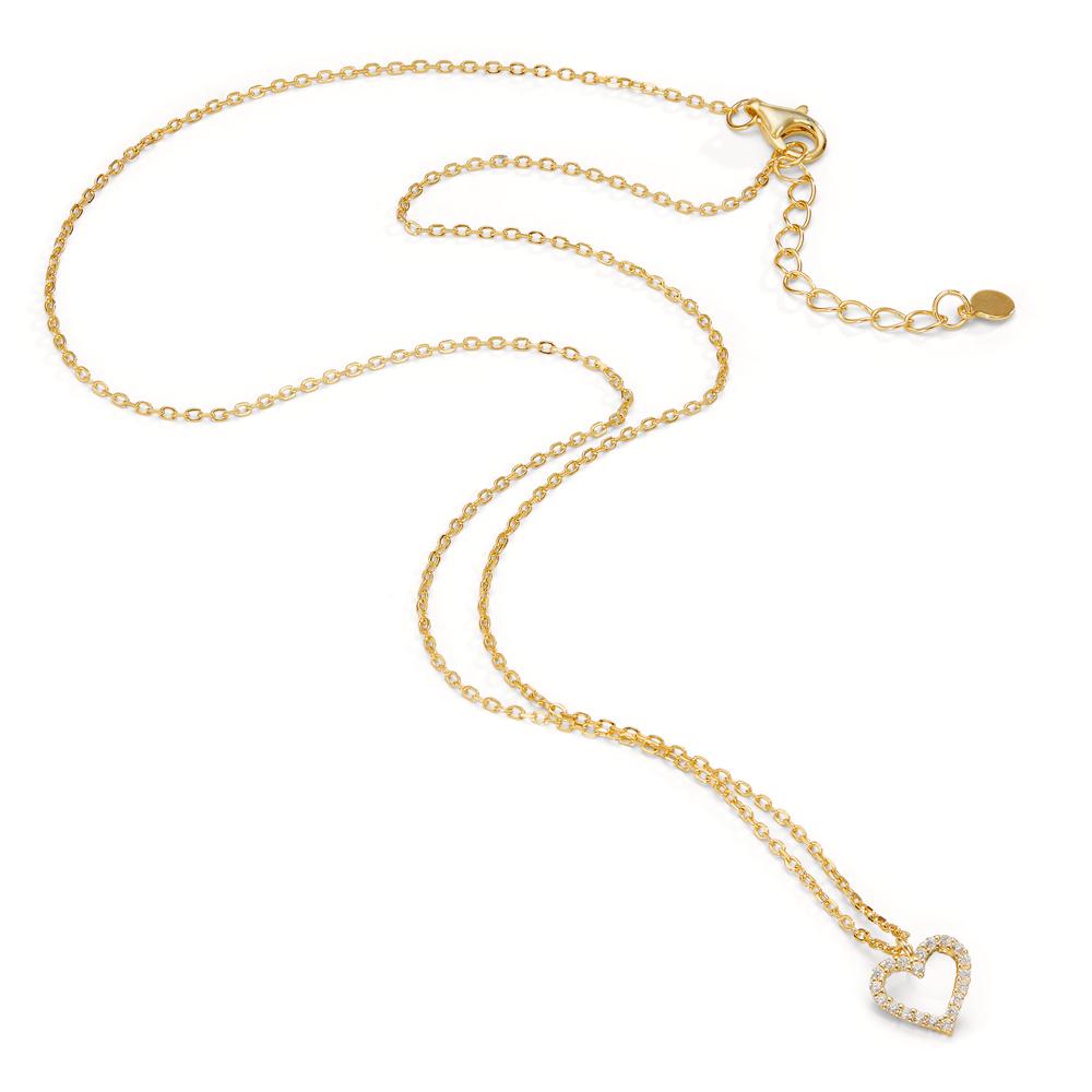 Collana Argento Zirconia giallo dorato Cuore 42-45 cm