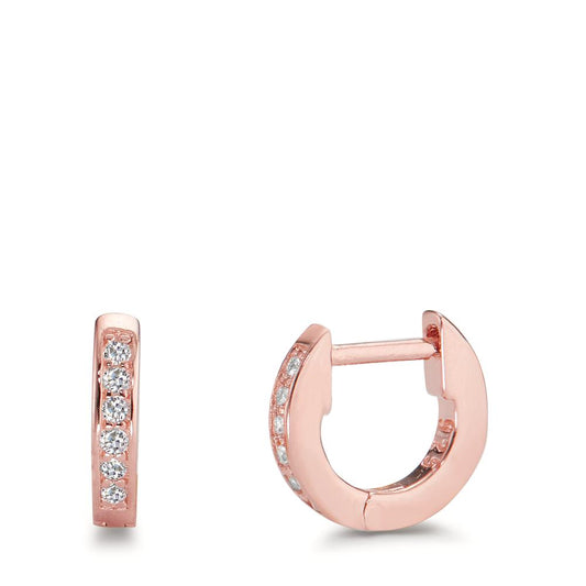 Orecchini circolari Argento Zirconia 12 pietra rosa dorato