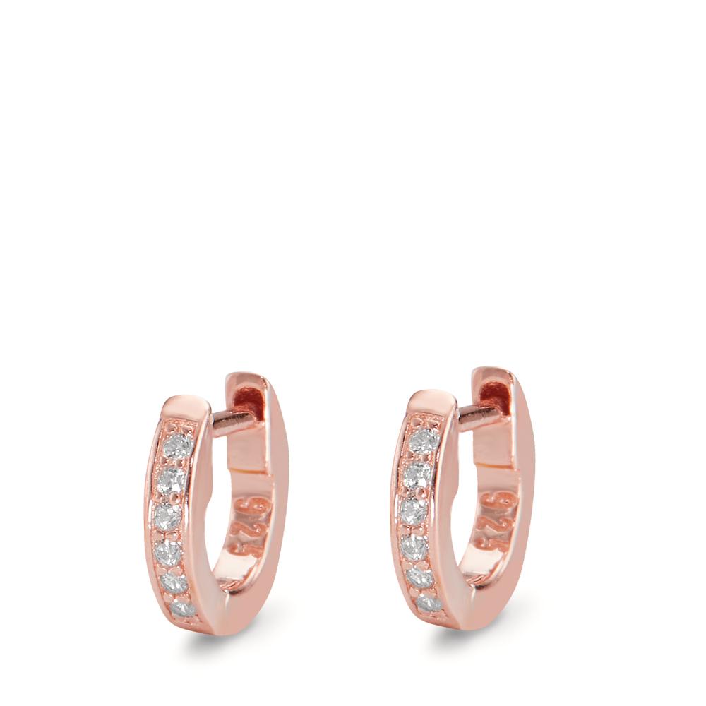 Orecchini circolari Argento Zirconia 12 pietra rosa dorato