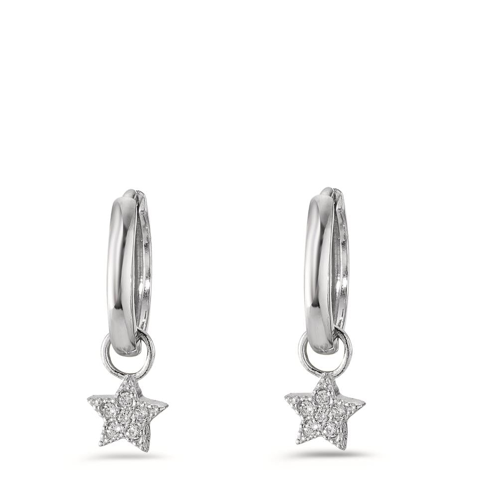 Orecchini a cerchio con pendente Argento Zirconia bianco, 12 pietra rodiato Stella