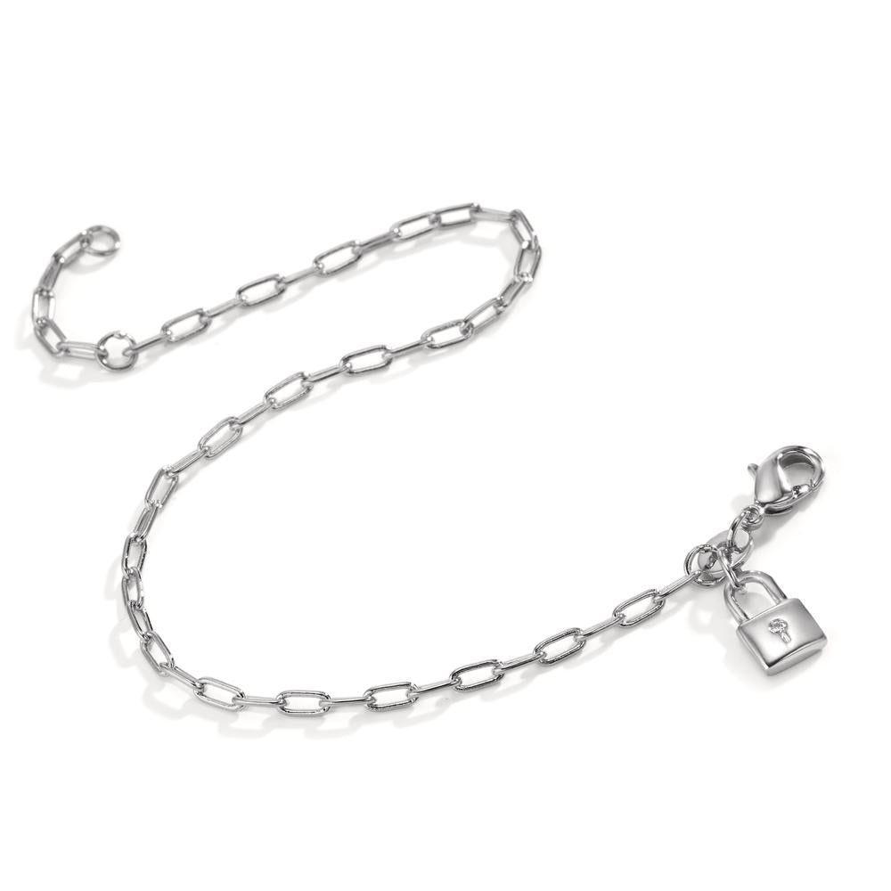 Bracciale Argento Zirconia rodiato Serratura 16.5-18.5 cm