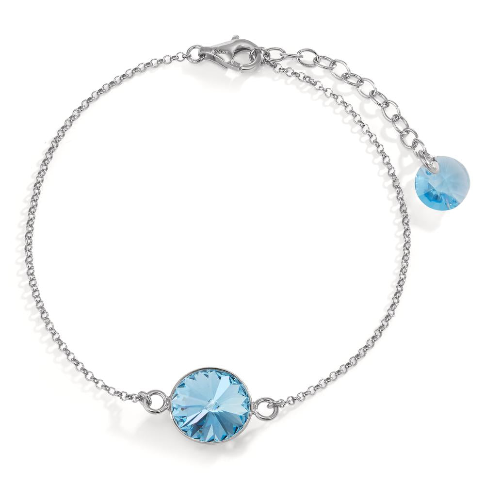 Bracciale Argento Zirconia acqua, 2 pietra rodiato 17.5-20.5 cm Ø11 mm