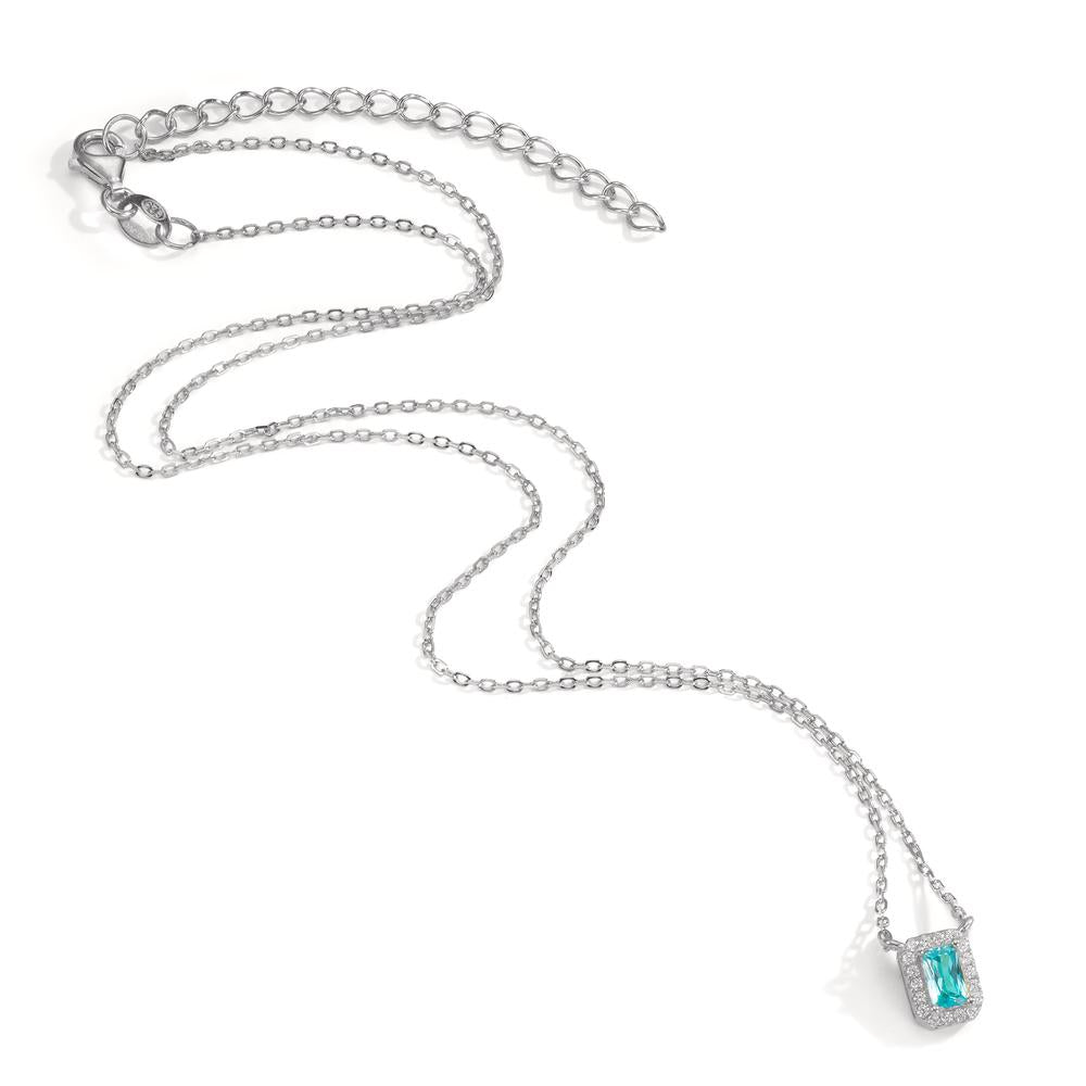 Collana Argento Zirconia blu, 19 pietra rodiato 40-45 cm