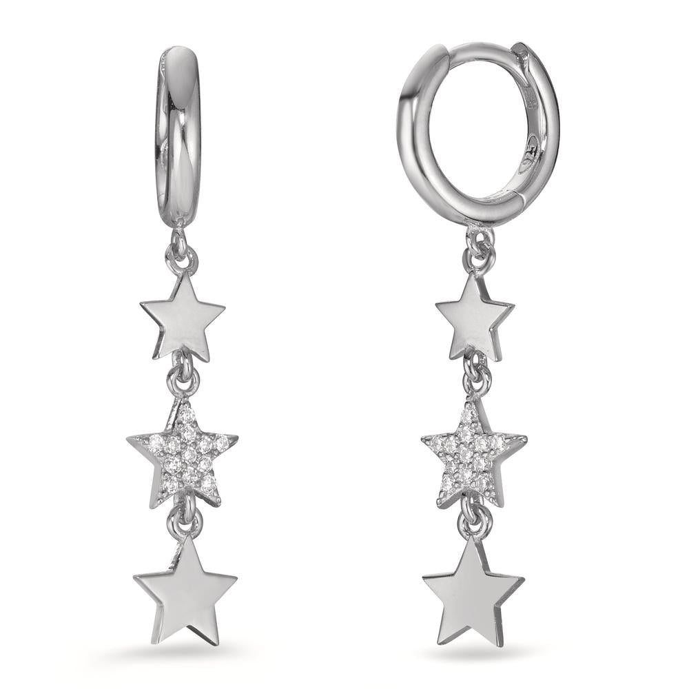 Orecchini circolari Argento Zirconia rodiato Stella