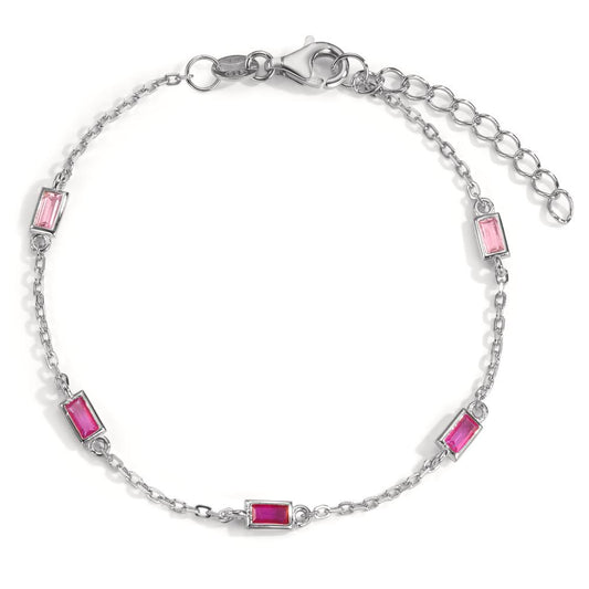 Bracciale Argento Zirconia rosa, 5 pietra rodiato 16-18.5 cm