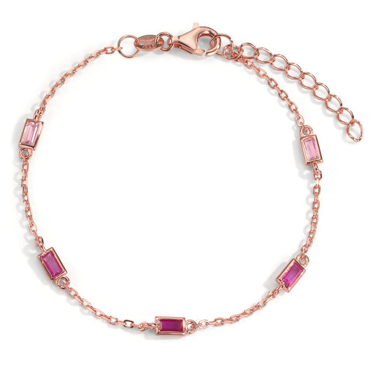 Bracciale Argento Zirconia rosa, 5 pietra rosa dorato 16-18.5 cm