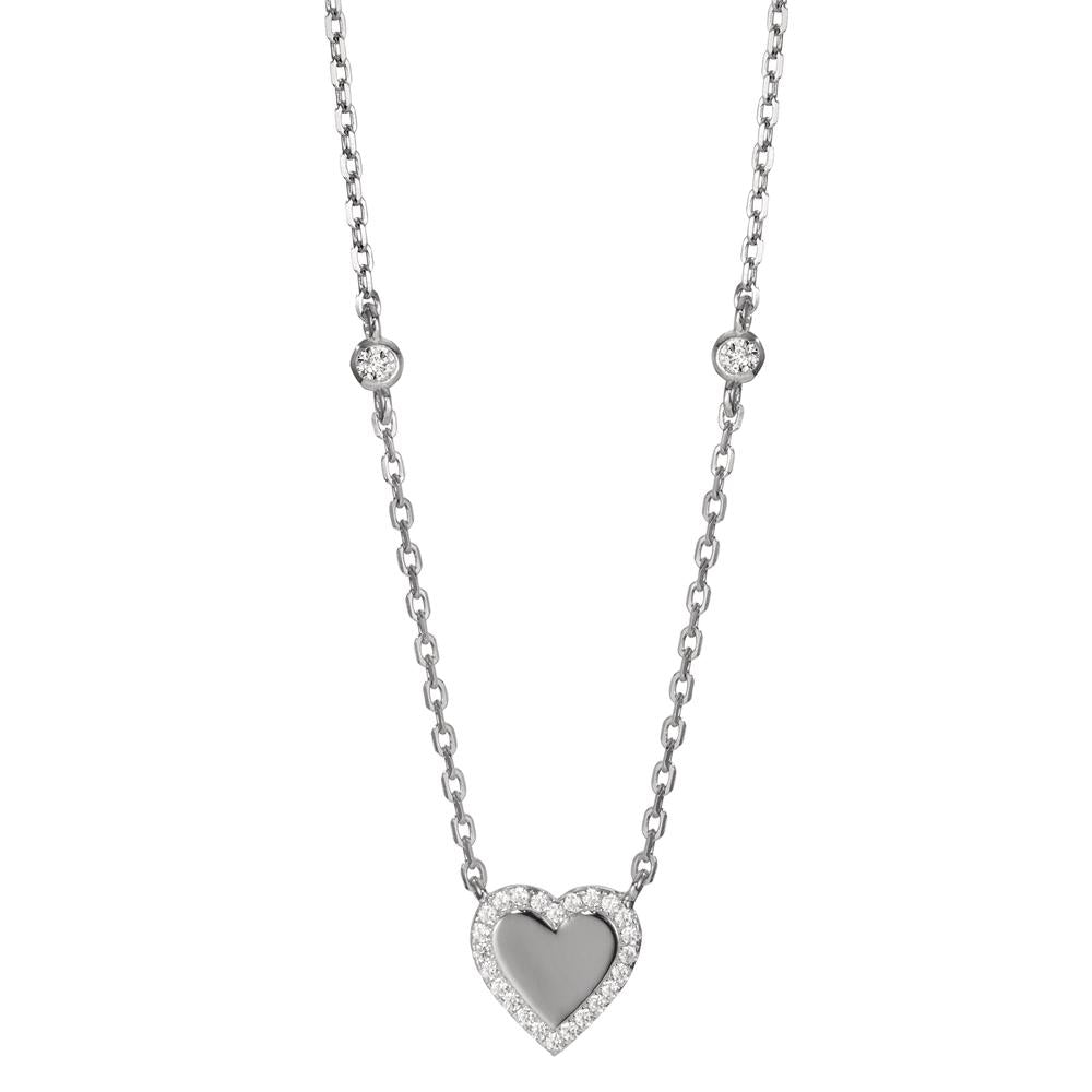 Collana Argento Zirconia rodiato Cuore 40-45 cm