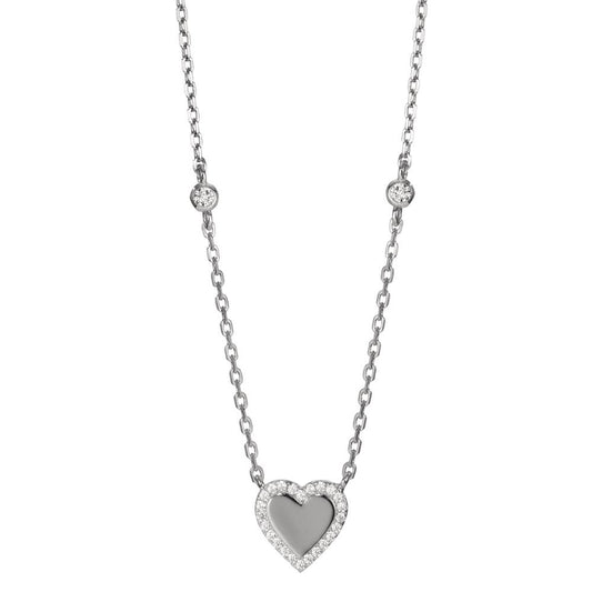 Collana Argento Zirconia rodiato Cuore 40-45 cm