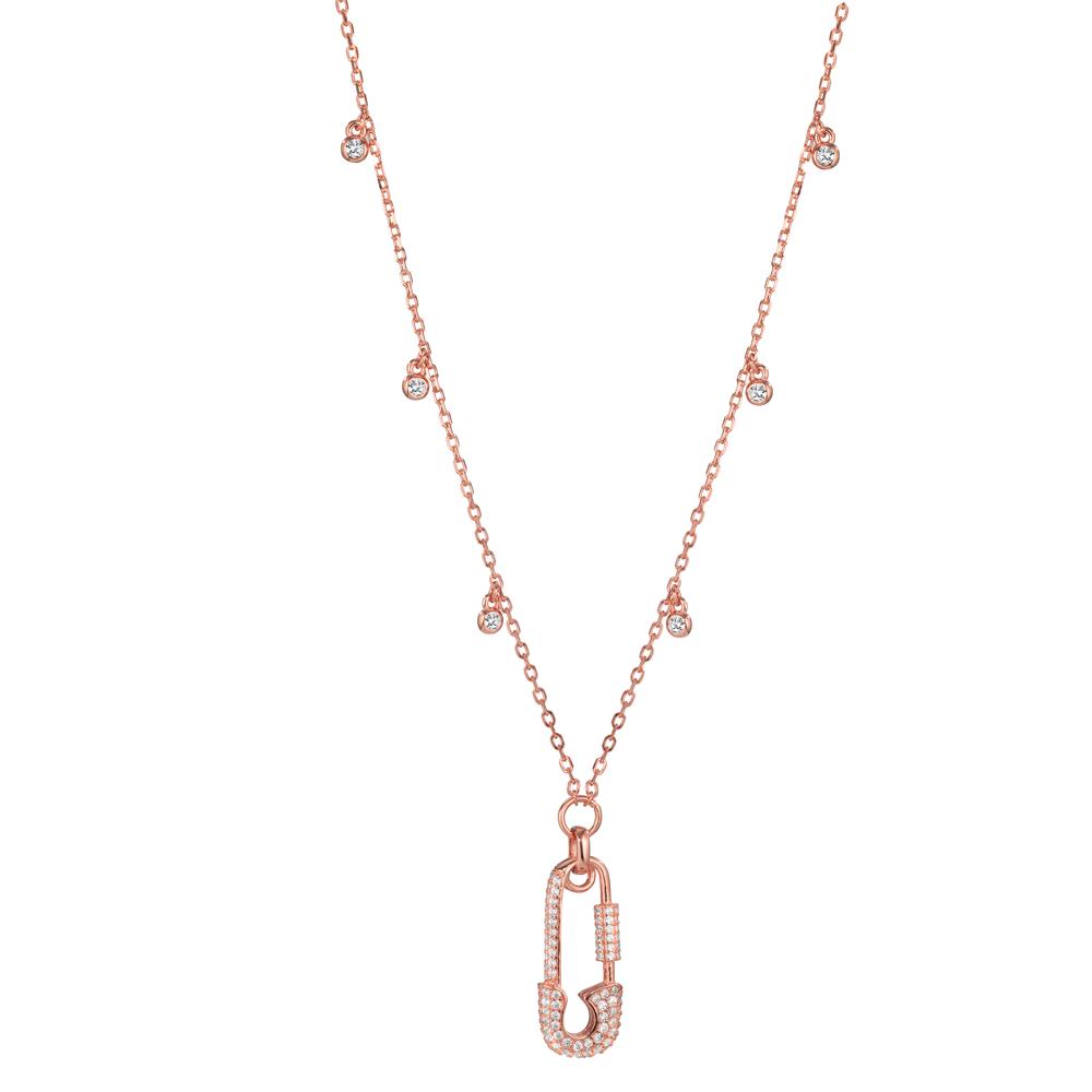 Collana Argento Zirconia rosa dorato PIN di sicurezza 40-45 cm